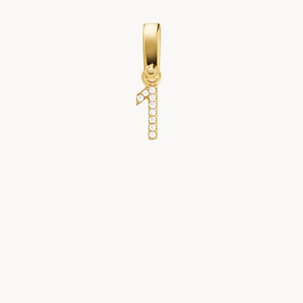925 CZ #1 Michael Kors Vermeil Pave Charm w/ Drawstring Bag/Care Card S2020 nwt